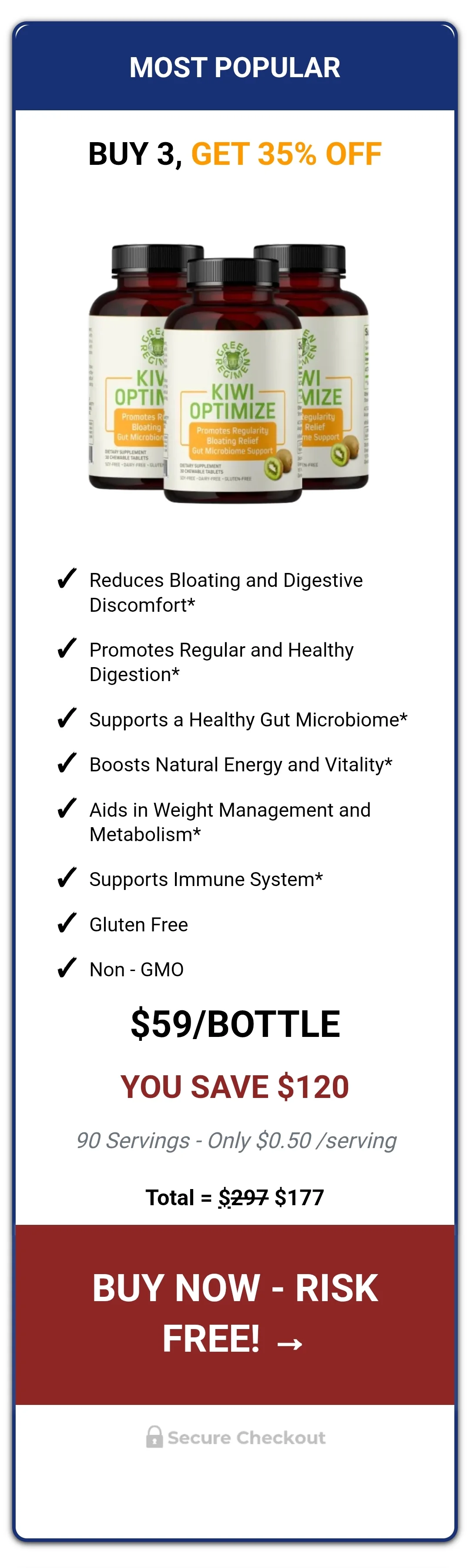 Kiwi Optimize™ 3 bottles pricing